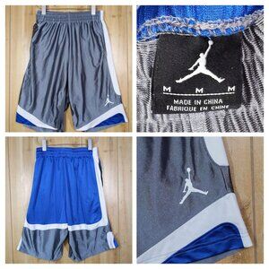 Rare Jordan Nike Basketball Vision Court Dazzle Shorts Gray White Blue M Y2K